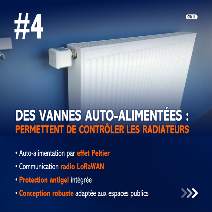 Vanne communicante Micropelt MLR003 installée sur un radiateur et connectée en LoRaWAN