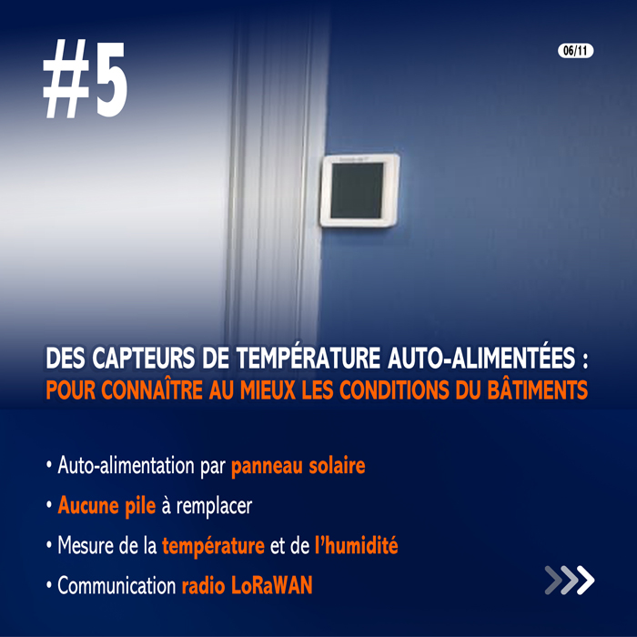 Capteur de température ELSYS ECO Lite auto-alimenté par énergie solaire intérieure et connecté en LoRaWAN
